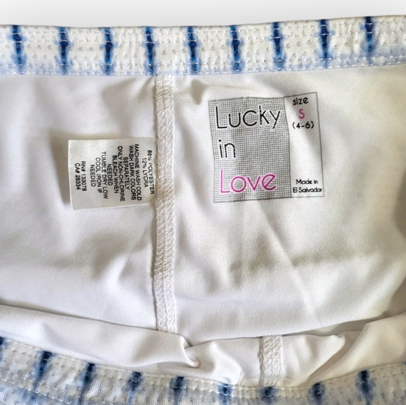 Lucky in Love Blue White Orange Tiered Ruffled Tennis Skirt Skort Small - Picture 5 of 5